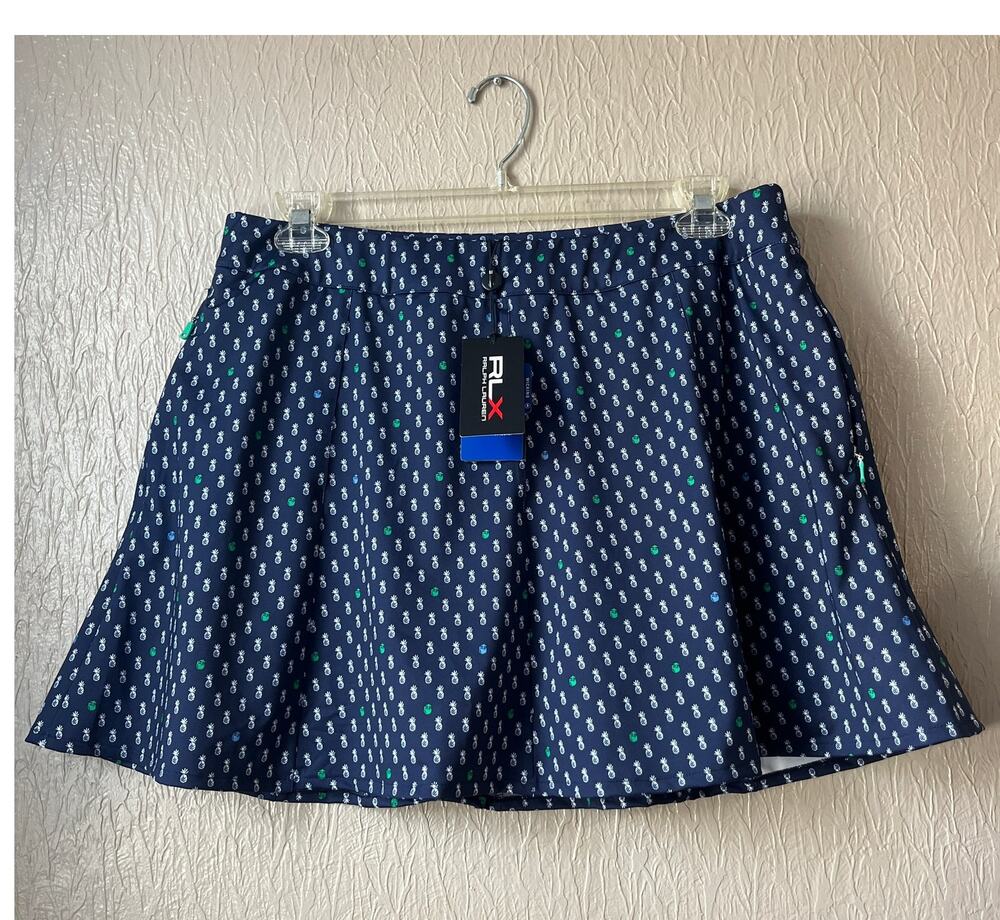 RLX Ralph Lauren Pull On Skort A-Line Skirt Punchy Pineapple Blue Size Large New